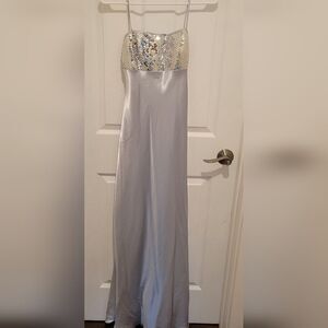 Long formal silver dress